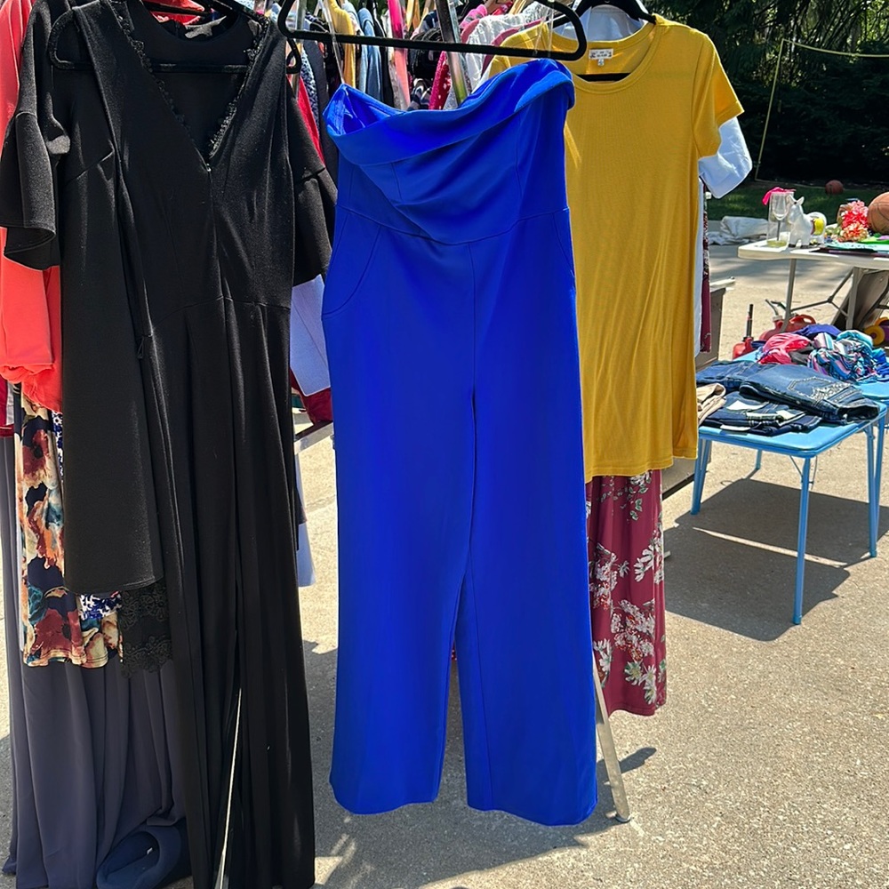 Royal blue strapless pantsuit. Absolutely beautiful and great quality.